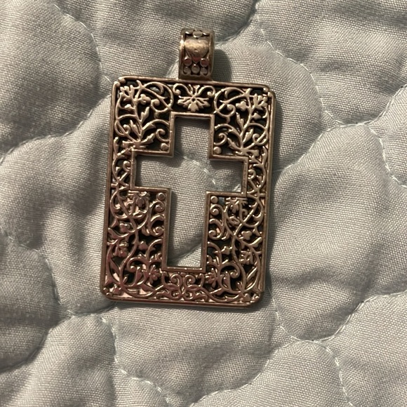 Brighton Silver Rectangular Filigree Cross Pendant/Key Holder - Picture 8 of 13